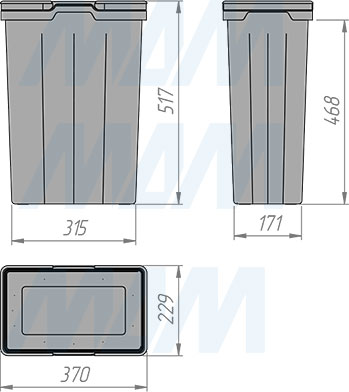 Размеры ведра PROBOX F45 33 л (артикул MBN452-66DGMID)