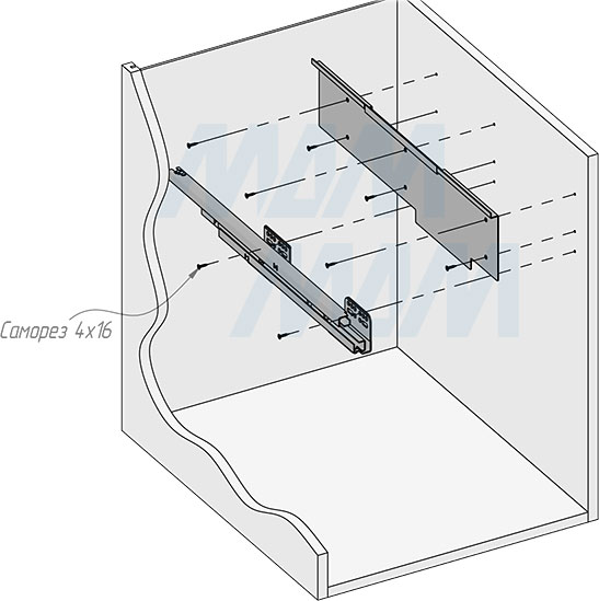 Установка системы PROBOX F45 для сортировки и хранения, 2 емкости (2x33 л), для фасадов шириной 450 мм (артикул MBN452-66DGMID), схема 4