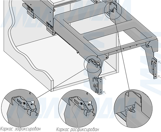 Установка системы PROBOX F45 для сортировки и хранения, 2 емкости (2x33 л), для фасадов шириной 450 мм (артикул MBN452-66DGMID), схема 5