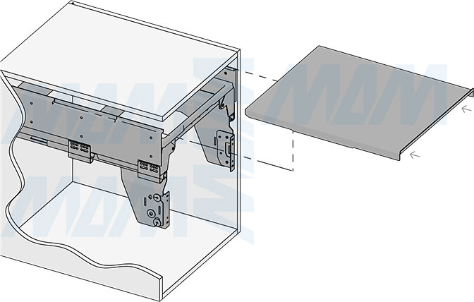 Установка системы PROBOX F45 для сортировки и хранения, 2 емкости (2x33 л), для фасадов шириной 450 мм (артикул MBN452-66DGMID), схема 6