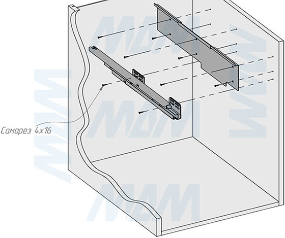 Установка системы PROBOX F45 для сортировки и хранения, 2 емкости (2x37 л), для фасадов шириной 450 мм (артикул MBN452-74DGMID), схема 4