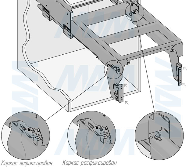 Установка системы PROBOX F45 для сортировки и хранения, 2 емкости (2x37 л), для фасадов шириной 450 мм (артикул MBN452-74DGMID), схема 5