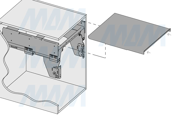 Установка системы PROBOX F45 для сортировки и хранения, 2 емкости (2x37 л), для фасадов шириной 450 мм (артикул MBN452-74DGMID), схема 6