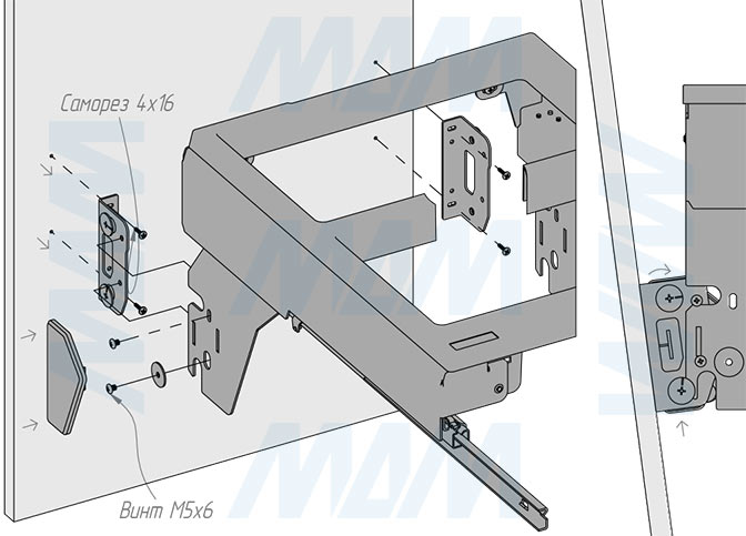 Установка системы PROBOX F45 для сортировки и хранения, 2 емкости (2x37 л), для фасадов шириной 450 мм (артикул MBN452-74DGMID), схема 7