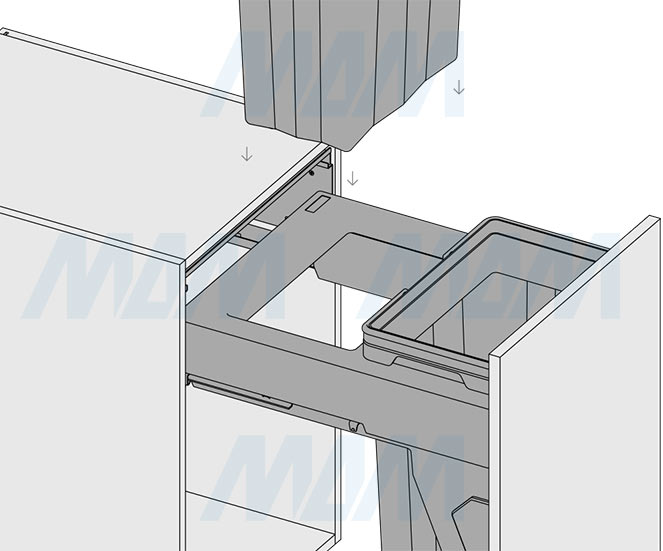 Установка системы PROBOX F45 для сортировки и хранения, 2 емкости (2x37 л), для фасадов шириной 450 мм (артикул MBN452-74DGMID), схема 9