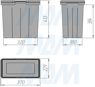 Размеры ведра PROBOX F45 28 л (артикул MBN453-54DGMID)