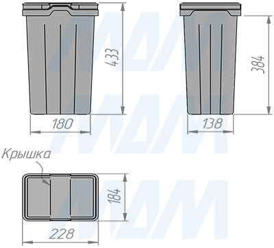 Размеры ведра PROBOX F45 13 л (артикул MBN453-54DGMID)