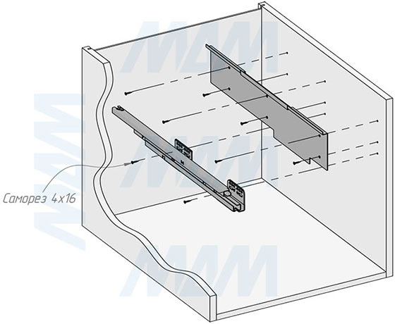 Установка системы PROBOX F45 для сортировки и хранения, 2 емкости (2x13+1x28 л), для фасадов шириной 450 мм (артикул MBN453-54DGMID), схема 4