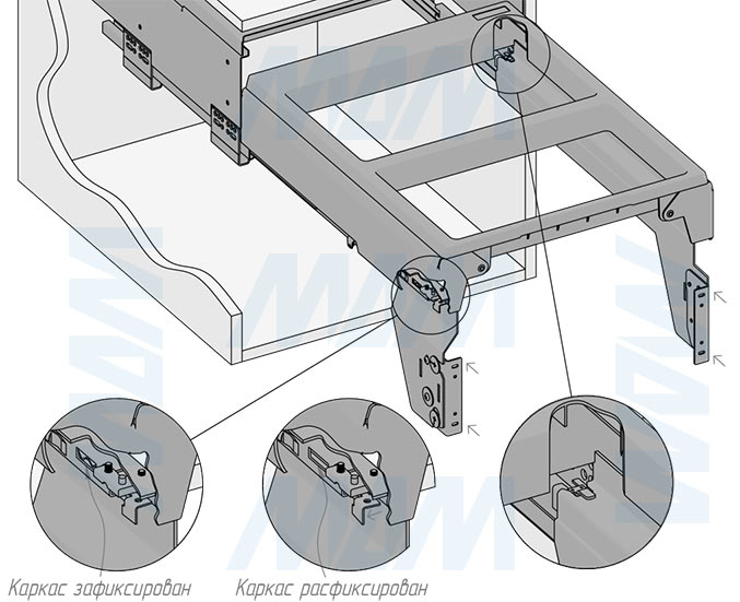 Установка системы PROBOX F45 для сортировки и хранения, 3 емкости (2x13+1x28 л), для фасадов шириной 450 мм (артикул MBN453-54DGMID), схема 5
