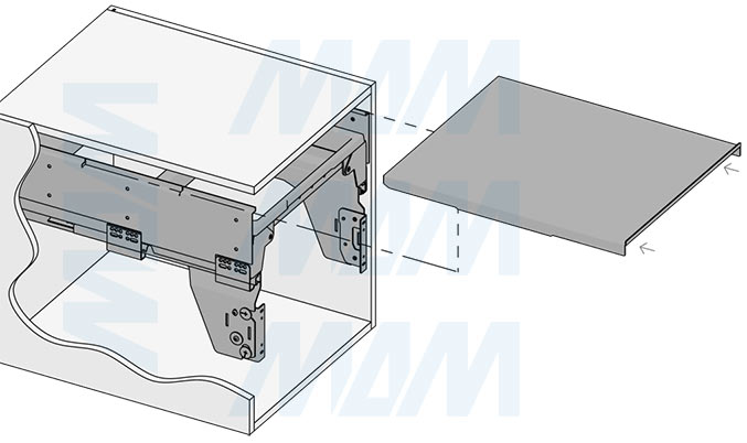 Установка системы PROBOX F45 для сортировки и хранения, 3 емкости (2x13+1x28 л), для фасадов шириной 450 мм (артикул MBN453-54DGMID), схема 6