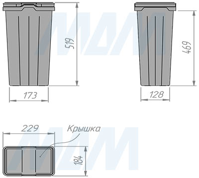 Размеры ведра PROBOX F45 15 л (артикул MBN453-63DGMID)