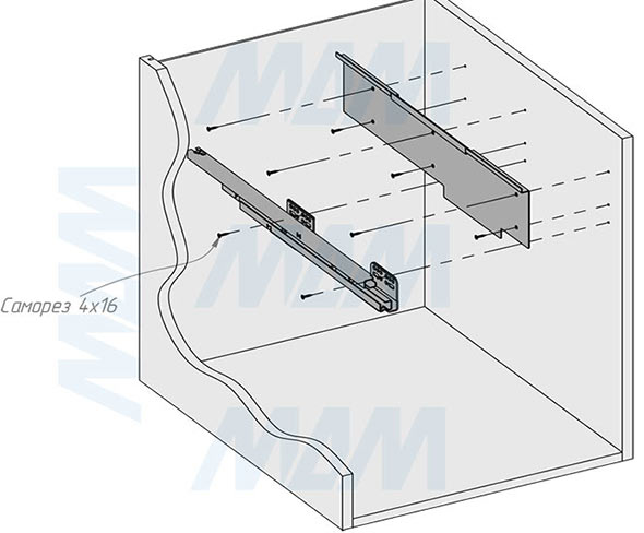 Установка системы PROBOX F45 для сортировки и хранения, 2 емкости (2x15+1x33 л), для фасадов шириной 450 мм (артикул MBN453-63DGMID), схема 4