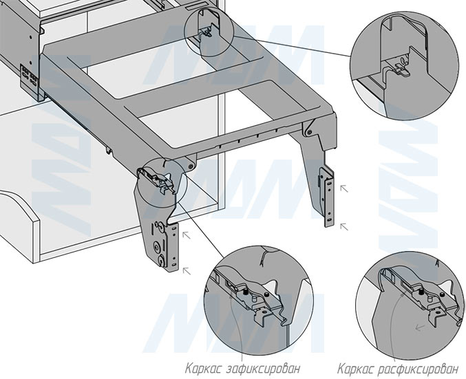 Установка системы PROBOX F45 для сортировки и хранения, 3 емкости (2x15+1x33 л), для фасадов шириной 450 мм (артикул MBN453-63DGMID), схема 5