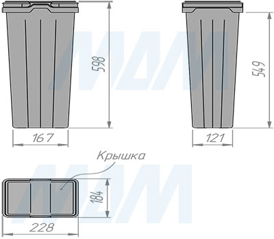 Размеры ведра PROBOX F45 16 л (артикул MBN453-69DGMID)