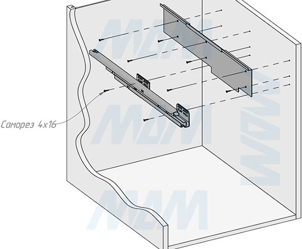 Установка системы PROBOX F45 для сортировки и хранения, 2 емкости (2x15+1x33 л), для фасадов шириной 450 мм (артикул MBN453-69DGMID), схема 4