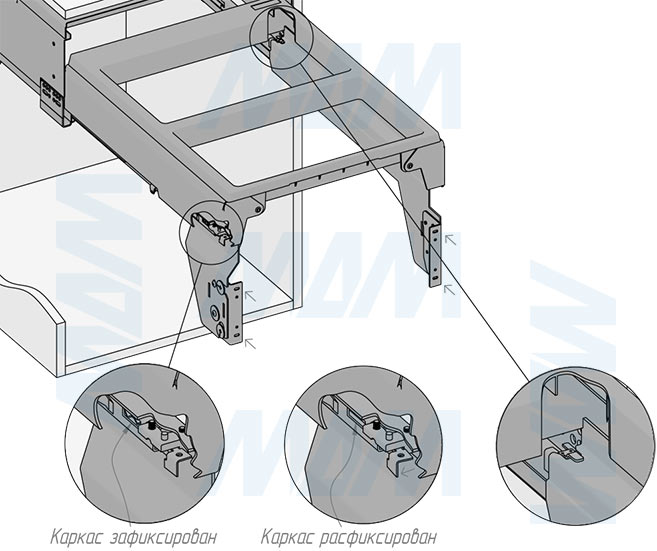 Установка системы PROBOX F45 для сортировки и хранения, 3 емкости (2x16+37 л), для фасадов шириной 450 мм (артикул MBN453-69DGMID), схема 5