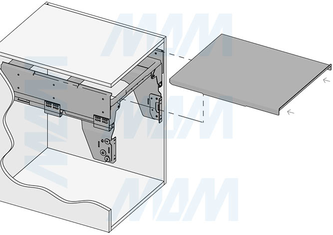 Установка системы PROBOX F45 для сортировки и хранения, 3 емкости (2x16+37 л), для фасадов шириной 450 мм (артикул MBN453-69DGMID), схема 6