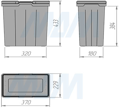 Размеры ведра PROBOX F60 33 л (артикул MBN602-66DGMID)