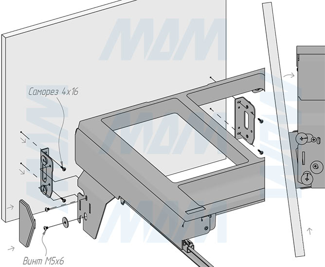 Установка системы PROBOX F60 для сортировки и хранения, 2 емкости (2x28 л), для фасадов шириной 600 мм (артикул MBN452-66DGMID), схема 7
