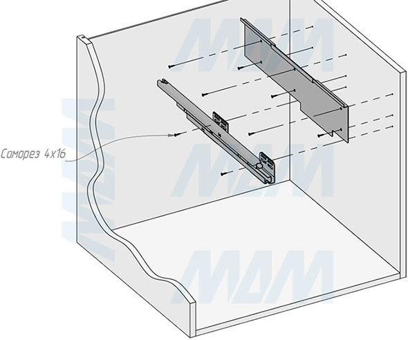 Установка системы PROBOX F60 для сортировки и хранения, 2 емкости (2x33 л), для фасадов шириной 600 мм (артикул MBN452-66DGMID), схема 4