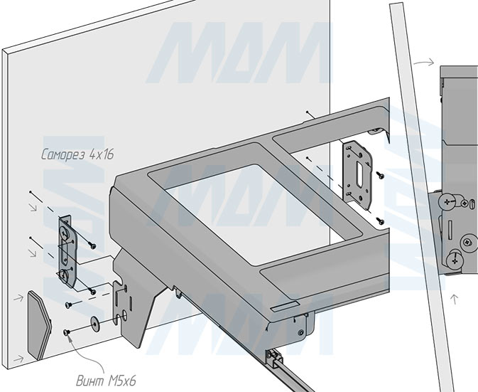 Установка системы PROBOX F60 для сортировки и хранения, 2 емкости (2x33 л), для фасадов шириной 600 мм (артикул MBN452-66DGMID), схема 7