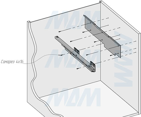 Установка системы PROBOX F60 для сортировки и хранения, 2 емкости (2x37 л), для фасадов шириной 600 мм (артикул MBN602-74DGMID), схема 4