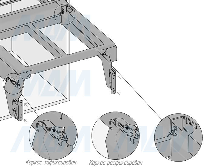 Установка системы PROBOX F60 для сортировки и хранения, 2 емкости (2x37 л), для фасадов шириной 600 мм (артикул MBN602-74DGMID), схема 5