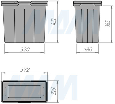 Размеры ведра PROBOX F45 28 л (артикул MBN603-54DGMID)