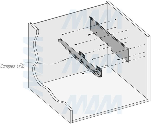 Установка системы PROBOX F60 для сортировки и хранения, 3 емкости (2x13+28 л), для фасадов шириной 600 мм (артикул MBN603-54DGMID), схема 4