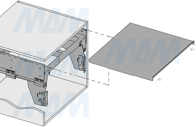 Установка системы PROBOX F60 для сортировки и хранения, 3 емкости (2x13+28 л), для фасадов шириной 600 мм (артикул MBN603-54DGMID), схема 6