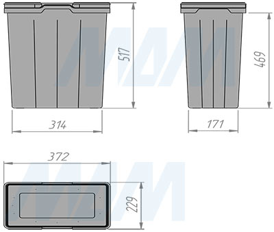 Размеры ведра PROBOX F60 33 л (артикул MBN603-63DGMID)