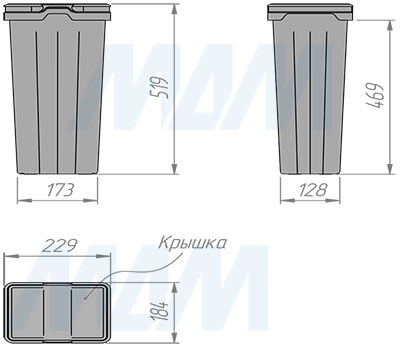 Размеры ведра PROBOX F60 15 л (артикул MBN603-63DGMID)