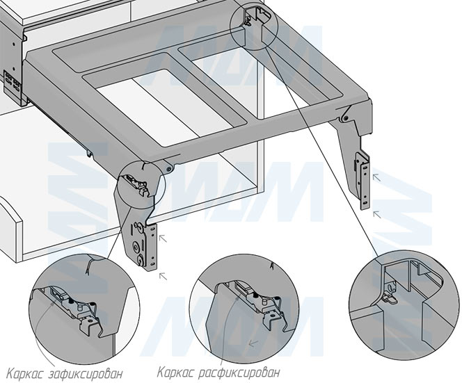 Установка системы PROBOX F60 для сортировки и хранения, 3 емкости (2x15+33 л), для фасадов шириной 600 мм (артикул MBN603-63DGMID), схема 5