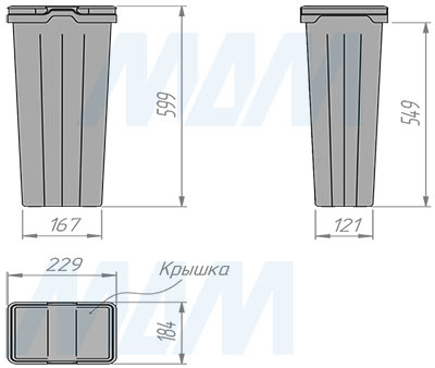 Размеры ведра PROBOX F60 16 л (артикул MBN603-69DGMID)