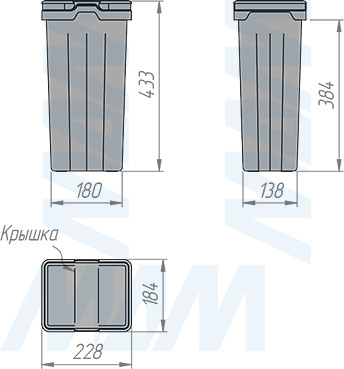 Размеры ведра PROBOX MAX F60 13 л (артикул MBN604-74DGMAX)