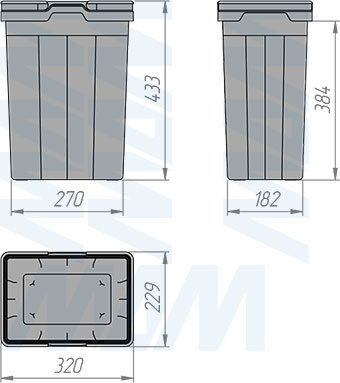 Размеры ведра PROBOX MAX F60 24 л (артикул MBN604-74DGMAX)