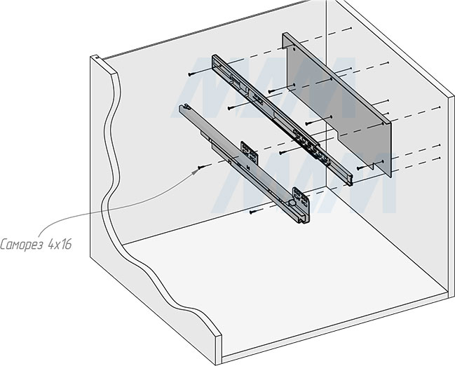 Установка системы PROBOX MAX F60 для сортировки и хранения, 4 емкости (2x13 л + 2x24 л), для фасадов шириной 600 мм (артикул MBN604-74DGMAX), схема 4