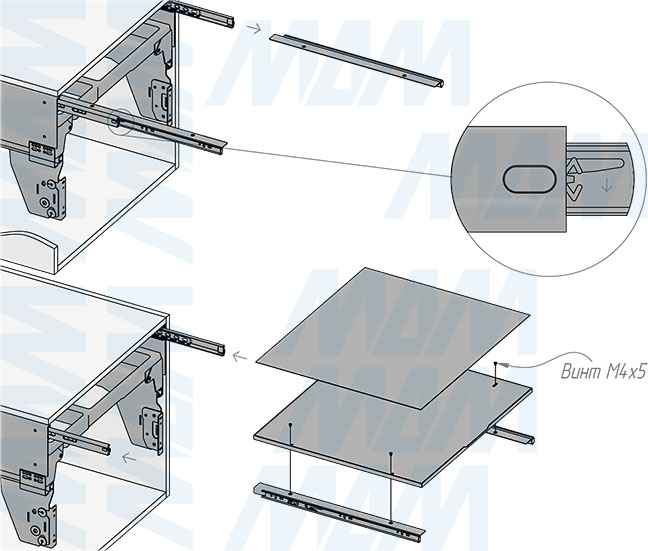 Установка системы PROBOX MAX F60 для сортировки и хранения, 4 емкости (2x13 л + 2x24 л), для фасадов шириной 600 мм (артикул MBN604-74DGMAX), схема 6
