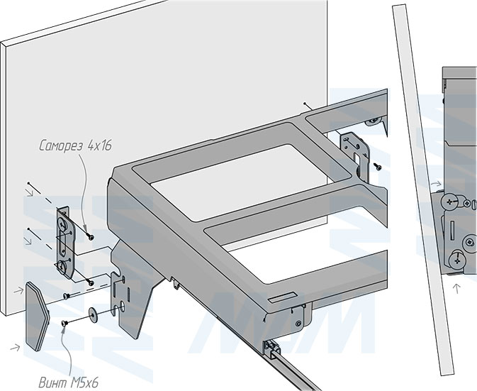 Установка системы PROBOX MAX F60 для сортировки и хранения, 4 емкости (2x13 л + 2x24 л), для фасадов шириной 600 мм (артикул MBN604-74DGMAX), схема 7