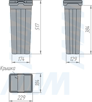 Размеры ведра PROBOX MAX F60 15 л (артикул MBN604-84DGMAX)