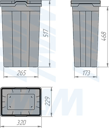 Размеры ведра PROBOX MAX F60 27 л (артикул MBN604-84DGMAX)