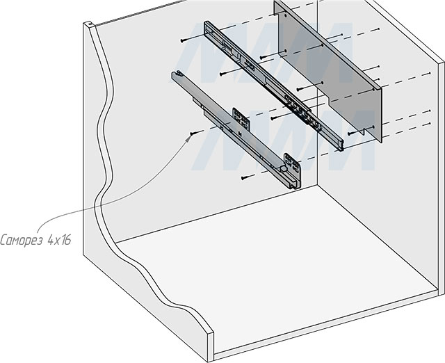 Установка системы PROBOX MAX F60 для сортировки и хранения, 4 емкости (2x15 л + 2x27 л), для фасадов шириной 600 мм (артикул MBN604-84DGMAX), схема 4