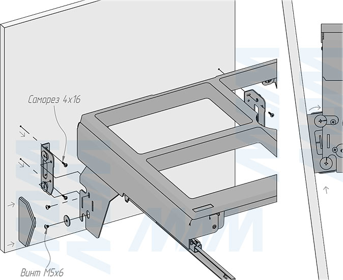 Установка системы PROBOX MAX F60 для сортировки и хранения, 4 емкости (2x15 л + 2x27 л), для фасадов шириной 600 мм (артикул MBN604-84DGMAX), схема 7