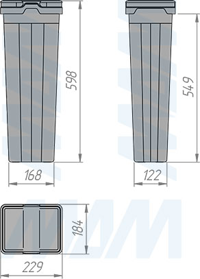 Размеры ведра PROBOX MAX F60 16 л (артикул MBN604-94DGMAX)