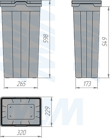 Размеры ведра PROBOX MAX F60 31 л (артикул MBN604-94DGMAX)