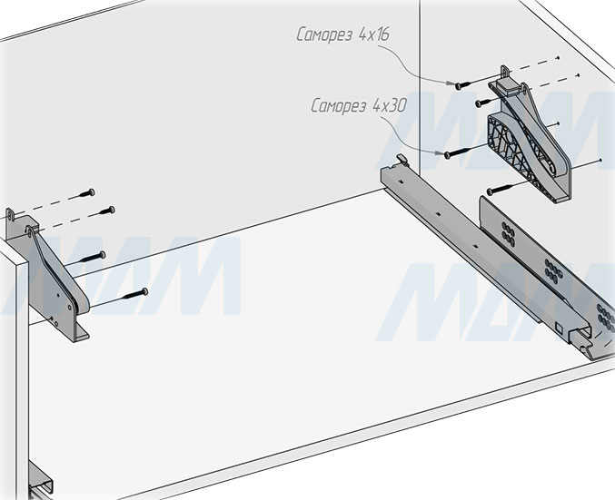 Установка системы MOVEBIN M80A для сортировки мусора и хранения, 3 емкости (16,5л+10л+10л), установка в ящик, автоматическая крышка (артикул MVB080AGM), схема 5