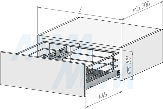 Установка одноуровневой корзины BARRA 3D с креплением к фасаду (артикул PBB3.B111), схема 1