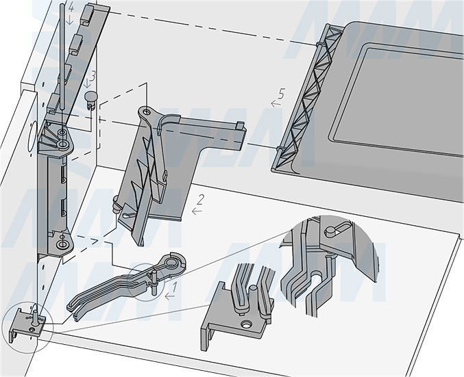 Установка подвесного ведра SWING 15 л для мусора, с крышкой (артикул PBNASG28), схема 3