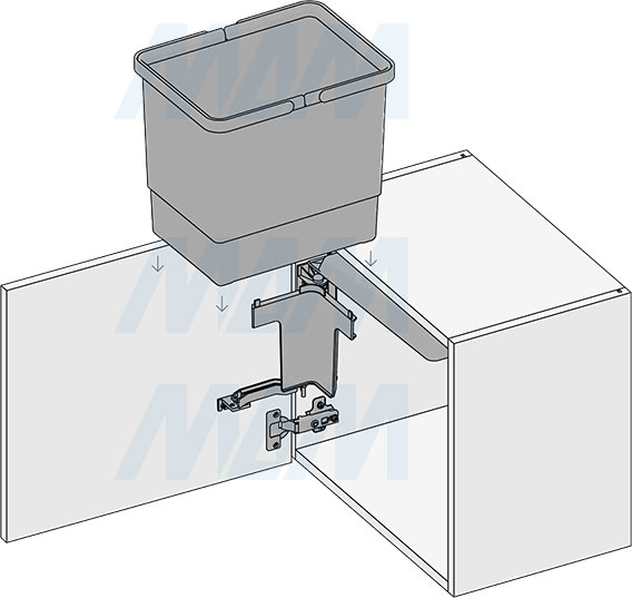 Установка подвесного ведра SWING 15 л для мусора, с крышкой (артикул PBNASG28), схема 5
