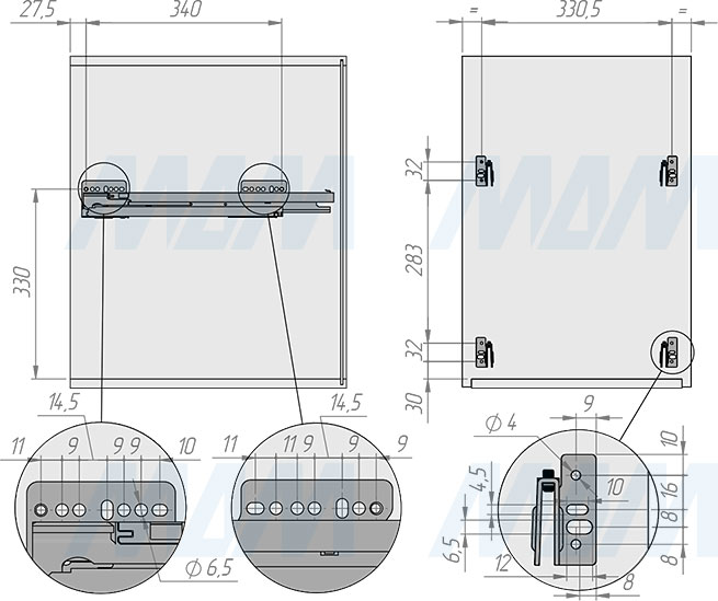 Установка системы KOMBI 40 с двумя ведрами для сортировки и хранения (артикул PCGMSL40GG), схема 1